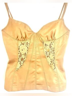 Dolce&Gabbana D&G Gold Satin & Lace Corset Bustier Top Italy 90s Statement
US4 S